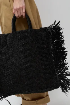 Sale Straight Fringe Square Bag in Black Bags|Accessories