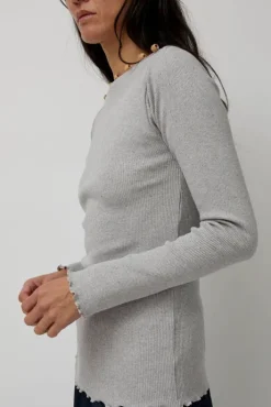Clearance Tav Long Sleeve in Grey Melange Tops|Clothing