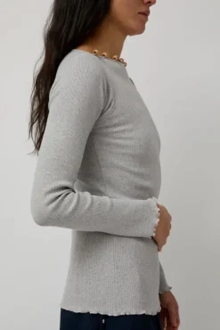 Clearance Tav Long Sleeve in Grey Melange Tops|Clothing
