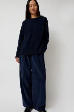 Hot Thin Corduroy Wide Leg Pants in Navy Collections|Shorts & Pants