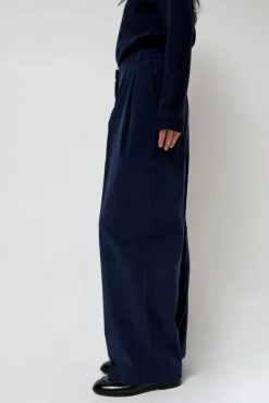 Hot Thin Corduroy Wide Leg Pants in Navy Collections|Shorts & Pants