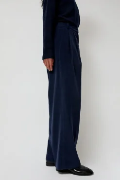 Hot Thin Corduroy Wide Leg Pants in Navy Collections|Shorts & Pants