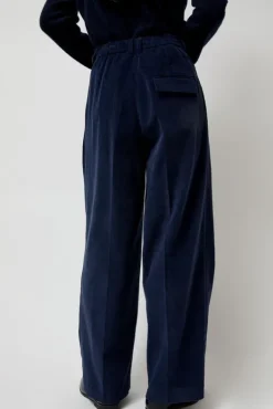 Hot Thin Corduroy Wide Leg Pants in Navy Collections|Shorts & Pants