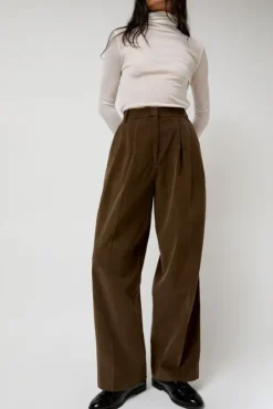 Online Thin Corduroy Wide Leg Pants in Light Brown Collections|Clothing