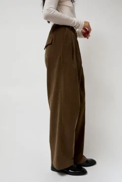 Online Thin Corduroy Wide Leg Pants in Light Brown Collections|Clothing