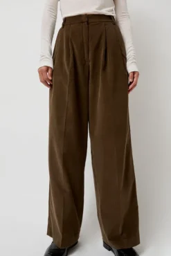 Online Thin Corduroy Wide Leg Pants in Light Brown Collections|Clothing