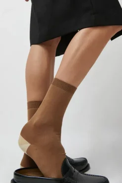 Online Tricolor Cotton Socks in Brown Holiday Gift Guide|Collections