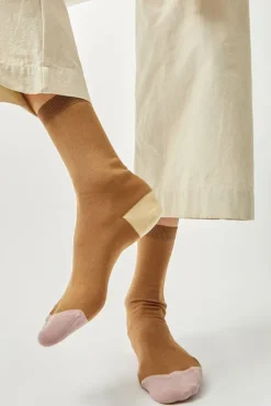 Online Tricolor Cotton Socks in Brown Holiday Gift Guide|Collections