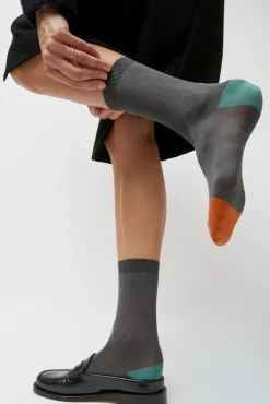 Discount Tricolor Cotton Socks in Charcoal Holiday Gift Guide|Collections