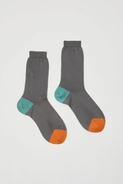 Discount Tricolor Cotton Socks in Charcoal Holiday Gift Guide|Collections