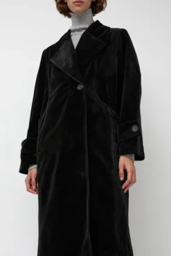Clearance Trigonal Fall Coat in Black Velvet Jackets & Outerwear|Clothing