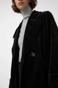 Clearance Trigonal Fall Coat in Black Velvet Jackets & Outerwear|Clothing