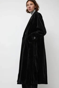 Clearance Trigonal Fall Coat in Black Velvet Jackets & Outerwear|Clothing