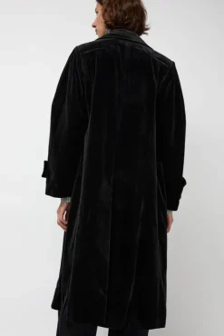 Clearance Trigonal Fall Coat in Black Velvet Jackets & Outerwear|Clothing