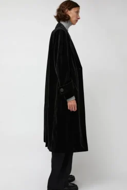 Clearance Trigonal Fall Coat in Black Velvet Jackets & Outerwear|Clothing