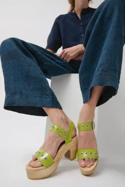 Online Two Strap Clog on Platform in Apple Patent with Eyelets Sale Clogs|Collections