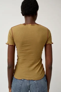 Sale Vein Tee in Jade Brown Tops|Clothing