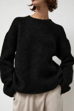 Fashion Vello Crewneck in Black Sweaters|Clothing