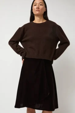 Clearance Velvet Midi Wrap Skirt in Brown Skirts|Clothing