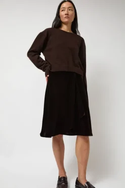 Clearance Velvet Midi Wrap Skirt in Brown Skirts|Clothing