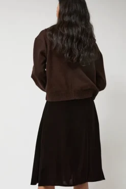 Clearance Velvet Midi Wrap Skirt in Brown Skirts|Clothing