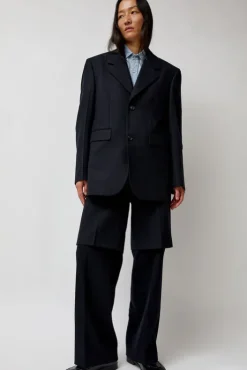 New Virgin Wool Oversized Tailored Jacket in Navy Pinstripe Collections|Jackets & Outerwear