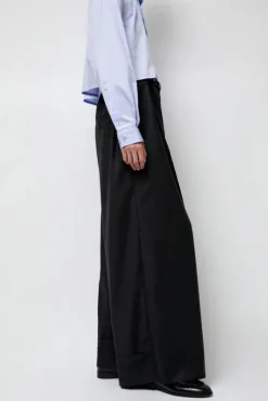 Sale Virgin Wool Tailored Shared Pants in Black Shorts & Pants|Clothing
