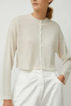 Discount Viscose Shimmery Cardigan in White Collections|Sweaters