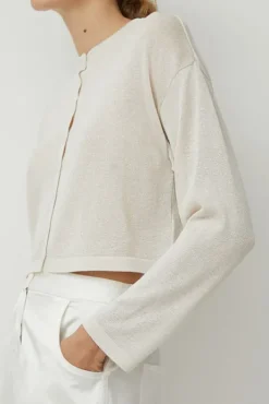 Discount Viscose Shimmery Cardigan in White Collections|Sweaters