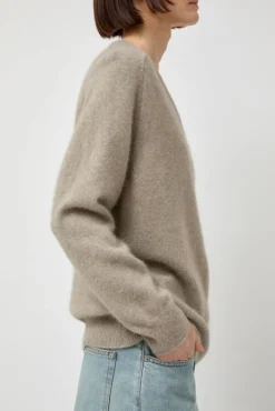 Online V-Neck Knit in Beige Sweaters|Clothing