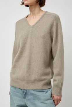 Online V-Neck Knit in Beige Sweaters|Clothing