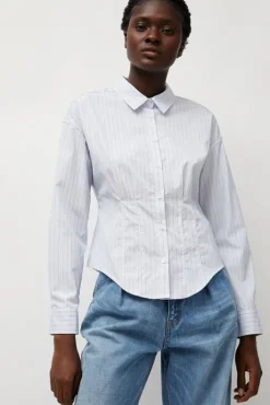 Online Waisted Shirt in English Stripe Tops|Clothing