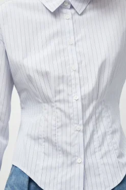Online Waisted Shirt in English Stripe Tops|Clothing