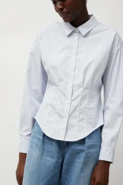 Online Waisted Shirt in English Stripe Tops|Clothing