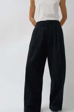 New Wes Pleat Pant in Black Warp and Indigo Weft Collections|Shorts & Pants