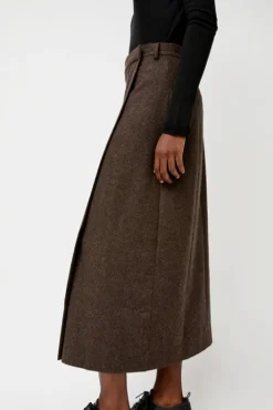 New Wool Blend Maxi Wrap Skirt in Brown Collections|Skirts