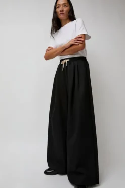 Outlet Wool Drawstring Pants in Black Shorts & Pants|Clothing