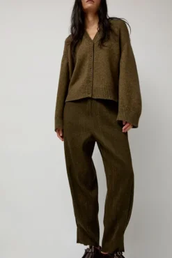 Online Wool Linen Canvas Trousers in Green Shorts & Pants|Clothing