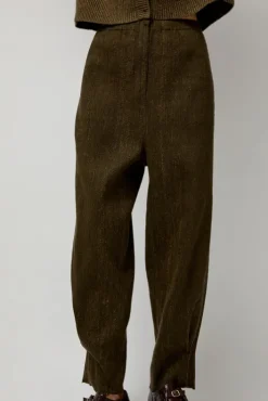Online Wool Linen Canvas Trousers in Green Shorts & Pants|Clothing
