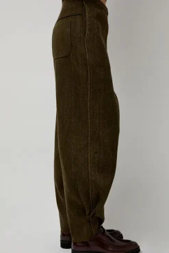 Online Wool Linen Canvas Trousers in Green Shorts & Pants|Clothing