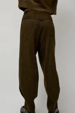 Online Wool Linen Canvas Trousers in Green Shorts & Pants|Clothing