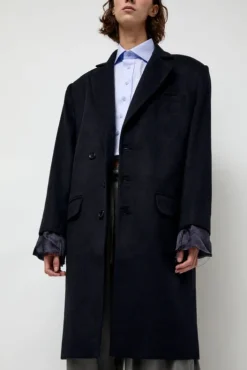 Best Wool Single Breasted Coat in Navy Jackets & Outerwear|Clothing