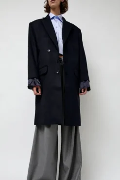 Best Wool Single Breasted Coat in Navy Jackets & Outerwear|Clothing