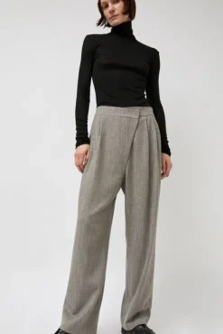 Outlet Wool Tweed Wrap Pants in Grey Shorts & Pants|Clothing