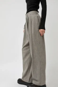 Outlet Wool Tweed Wrap Pants in Grey Shorts & Pants|Clothing