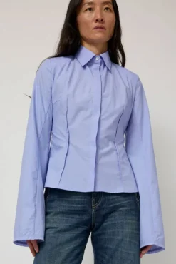 Sale Cila Fitted Shirt in Blue Tops|Clothing