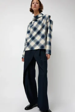 Hot Cowl Wrap Long Shirt in Blue Tops|Clothing