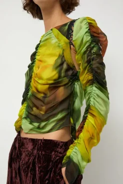 Best Gathered Delilah Top in Melting Bloom Tops|Clothing