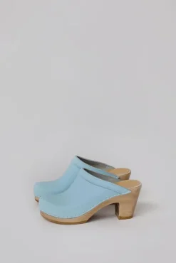Online Old School Clog on High Heel in Light Blue Sale Clogs|Collections