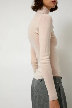 Clearance Ribbed High Neck in Blush Clothing|Sweaters